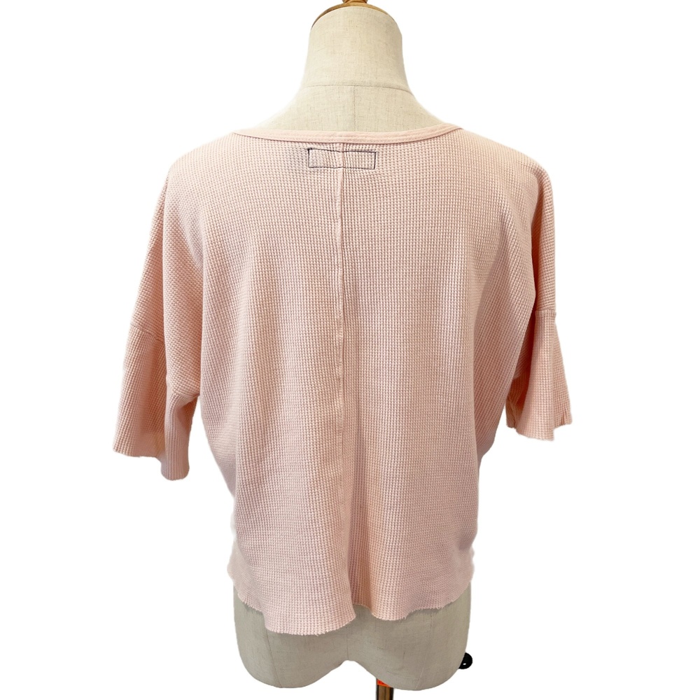 Daniel Patrick Pink Cotton Waffle Knit Flutter Sleeve Top Medium M - Picture 4 of 9